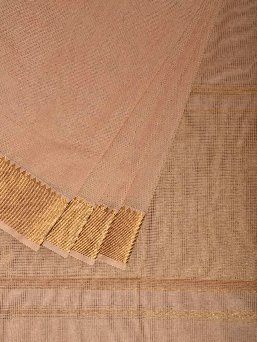 Mauve Choti Begum Booti Cotton Mangalgiri with Zari border Sanganeri Hand Block Printed Fabric
