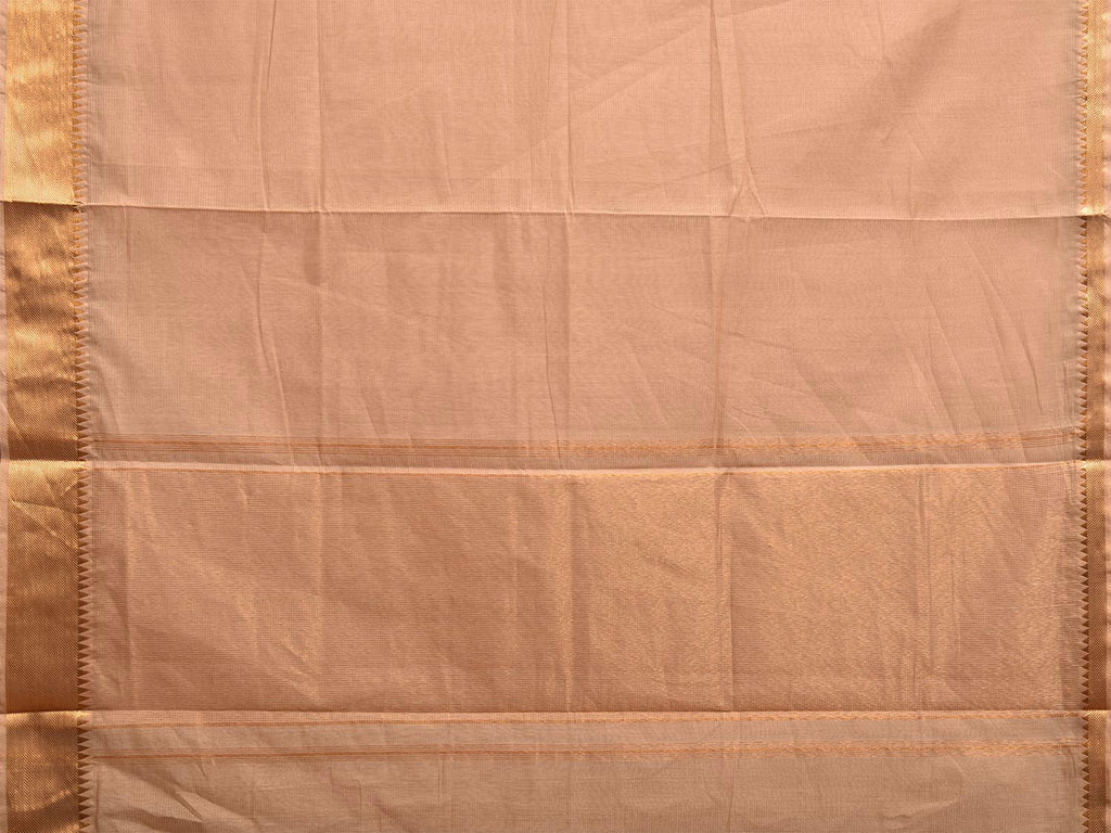 Cream Mangalgiri Cotton Handloom Saree with Strips Design and Small Temple Border No Blouse mn0084