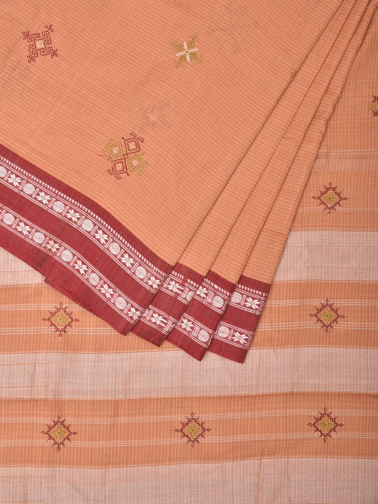 Cream Narayanpet Cotton Handloom Saree with Kasuti Work Design o0404