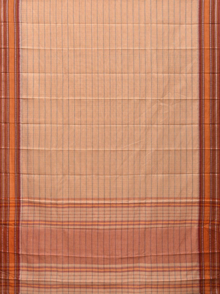 Cream Narayanpet Cotton Handloom Saree with Strips Design No Blouse np0694