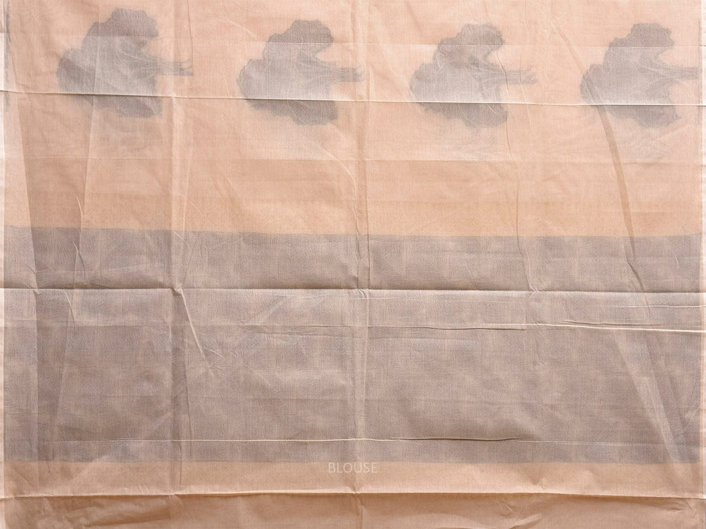 Cream Venkatagiri Cotton Saree with Leaves Buta Design v0259