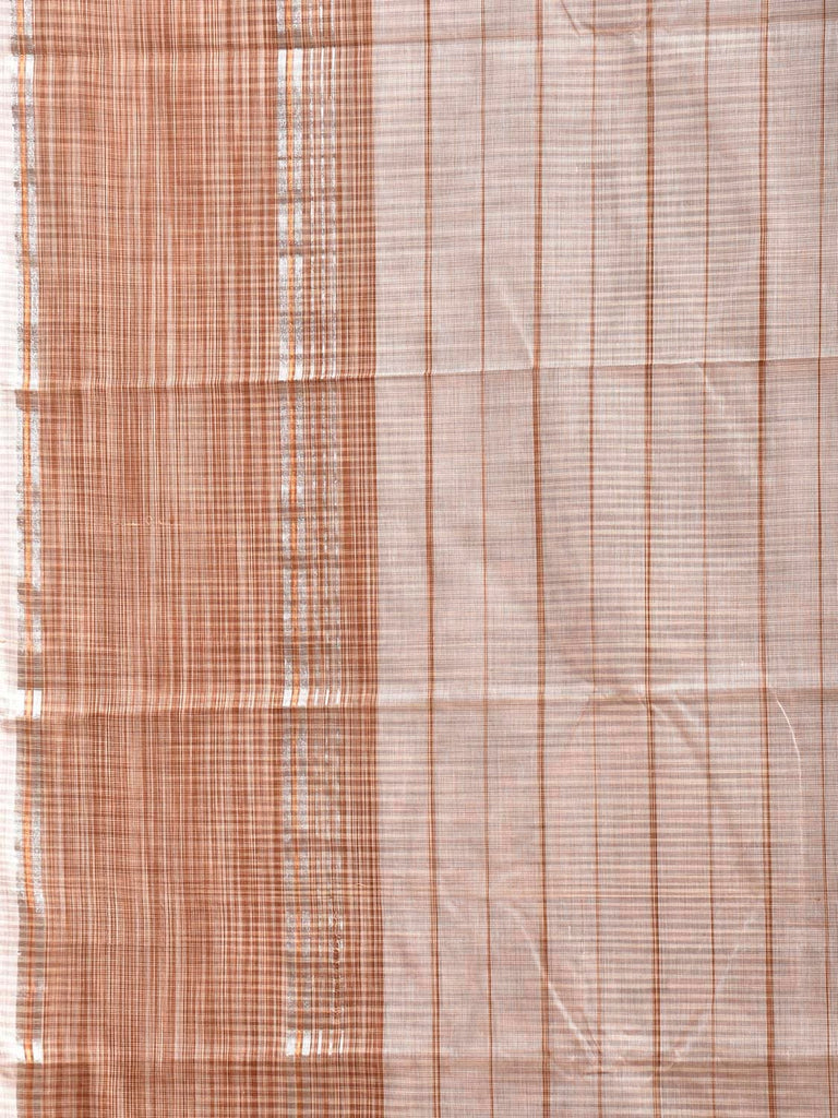 Cream Venkatagiri Cotton Saree with Strips Design and Kalamkari Blouse v0309