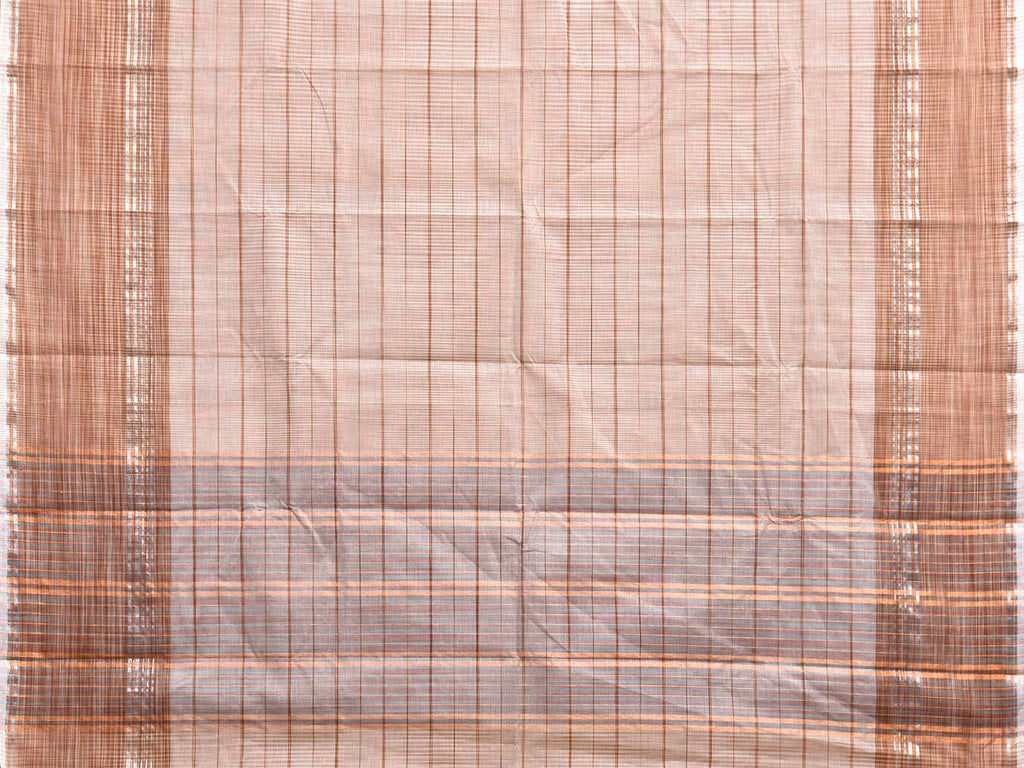 Cream Venkatagiri Cotton Saree with Strips Design and Kalamkari Blouse v0309