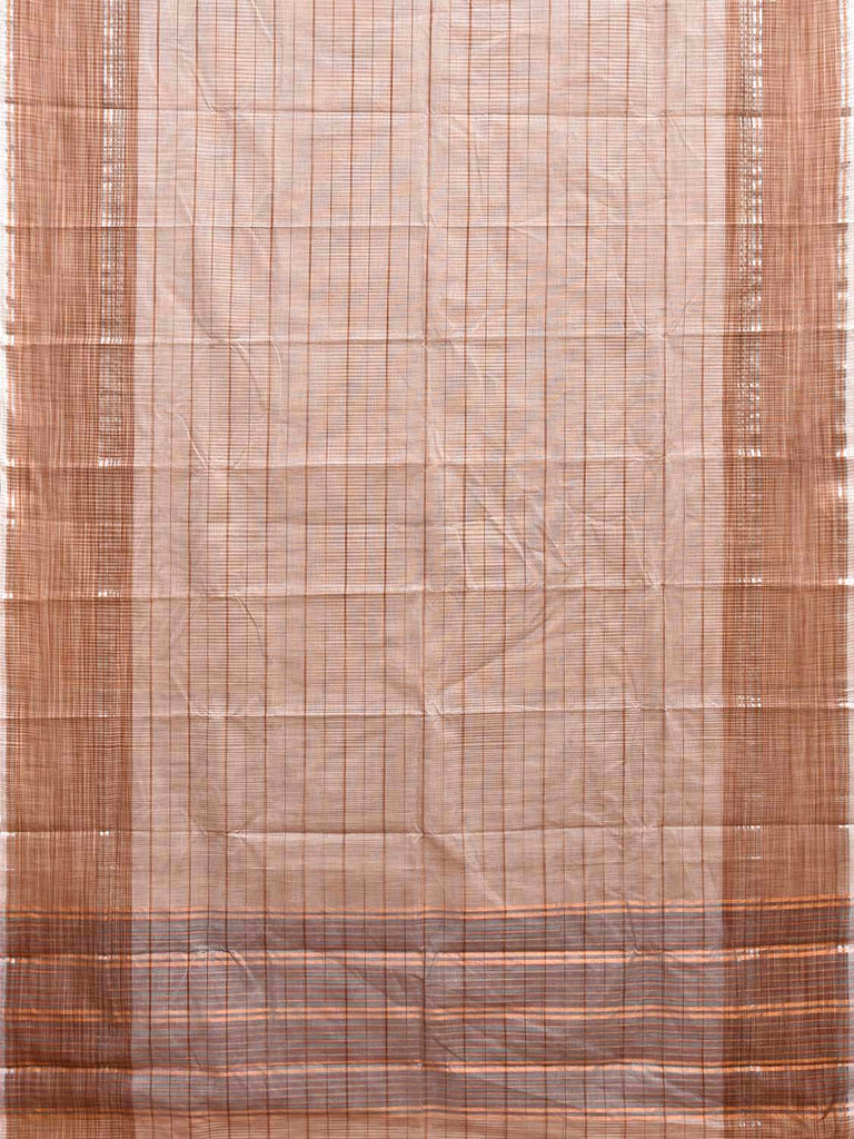 Cream Venkatagiri Cotton Saree with Strips Design and Kalamkari Blouse v0309