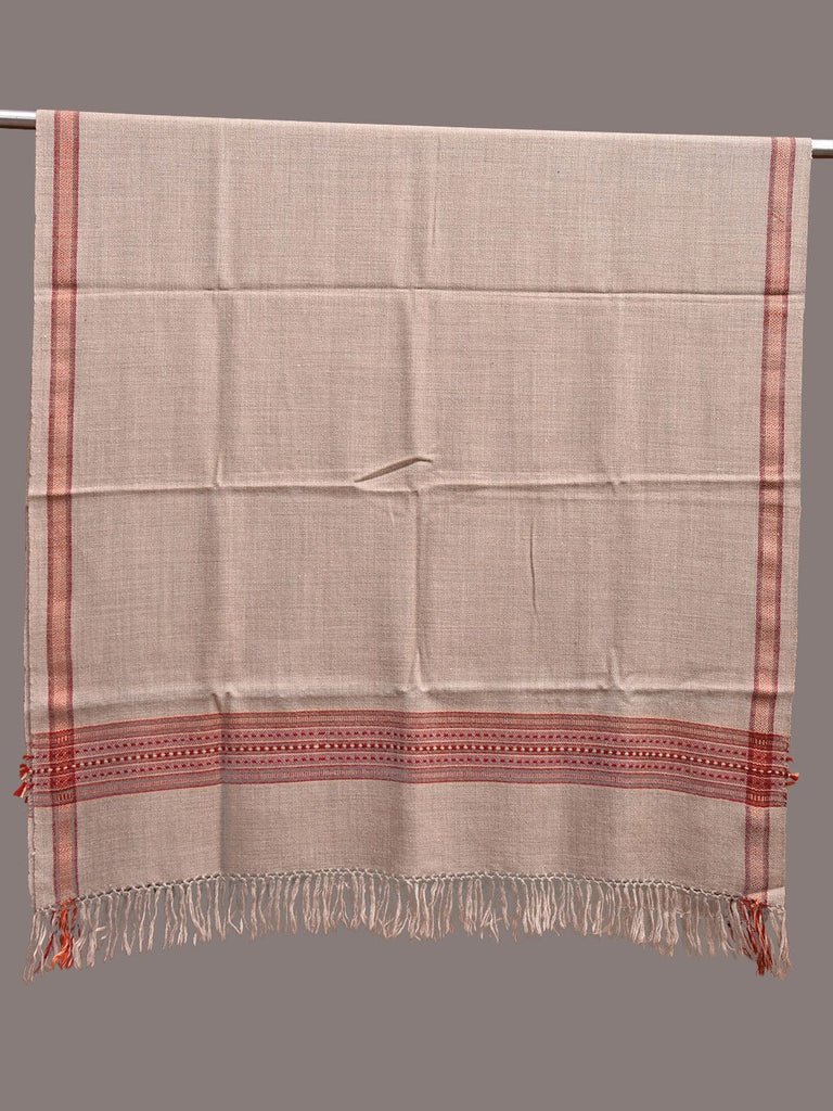 Cream Woolen Shawl with Border Design ds3663