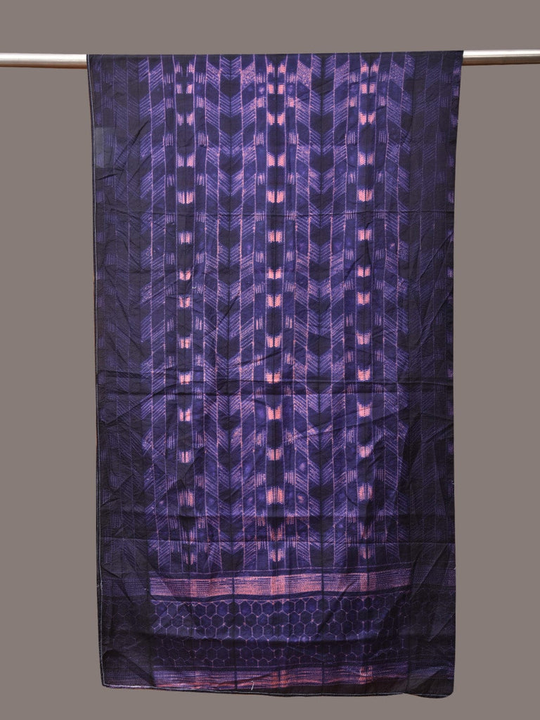 Dark Blue and Pink Shibori Silk Handloom Stole with Zig-Zag Design ds3536