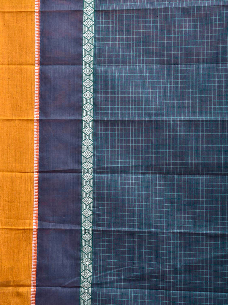 Dark Blue and Yellow Narayanpet Cotton Handloom Saree with Big Border Design No Blouse np1346
