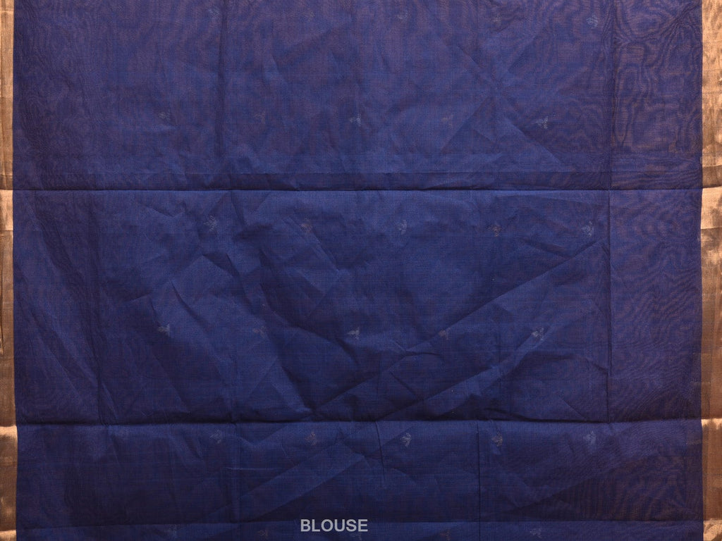 Dark Blue Khadi Cotton Handloom Saree with Floral Pallu Design kh0668