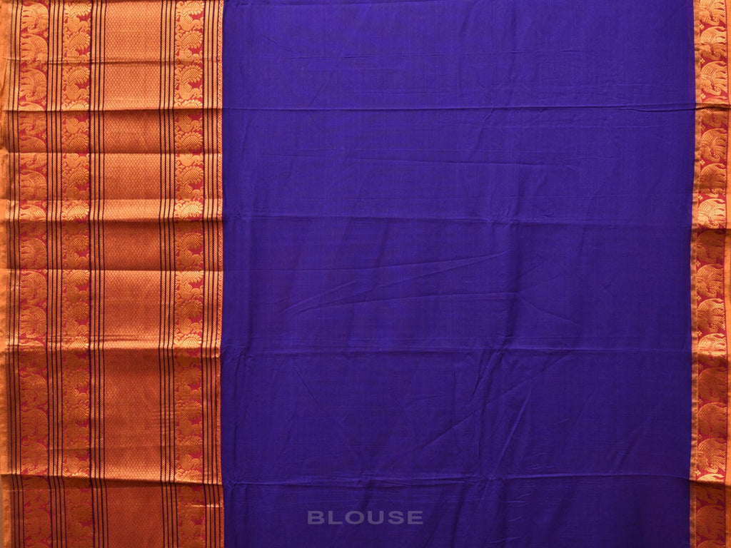 Dark Blue Narayanpet Cotton Handloom Saree with One Side Big Zari Border Design np0736