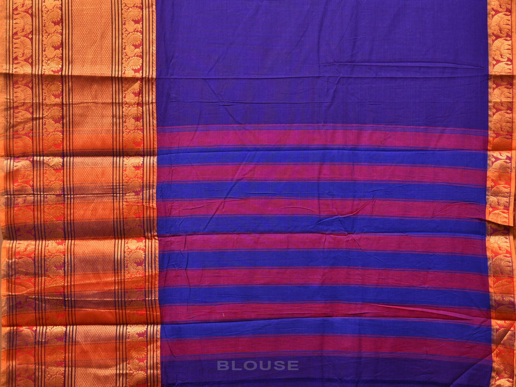 Dark Blue Narayanpet Cotton Handloom Saree with One Side Big Zari Border Design np0736