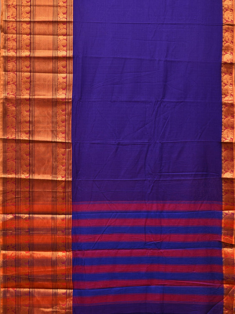 Dark Blue Narayanpet Cotton Handloom Saree with One Side Big Zari Border Design np0736