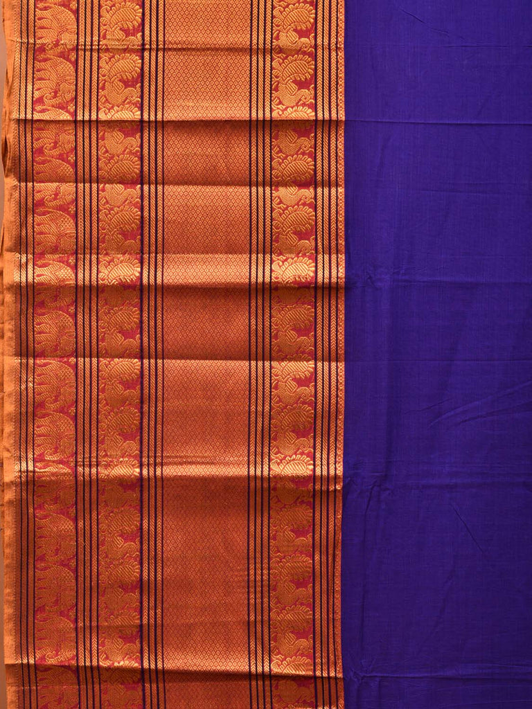 Dark Blue Narayanpet Cotton Handloom Saree with One Side Big Zari Border Design np0736