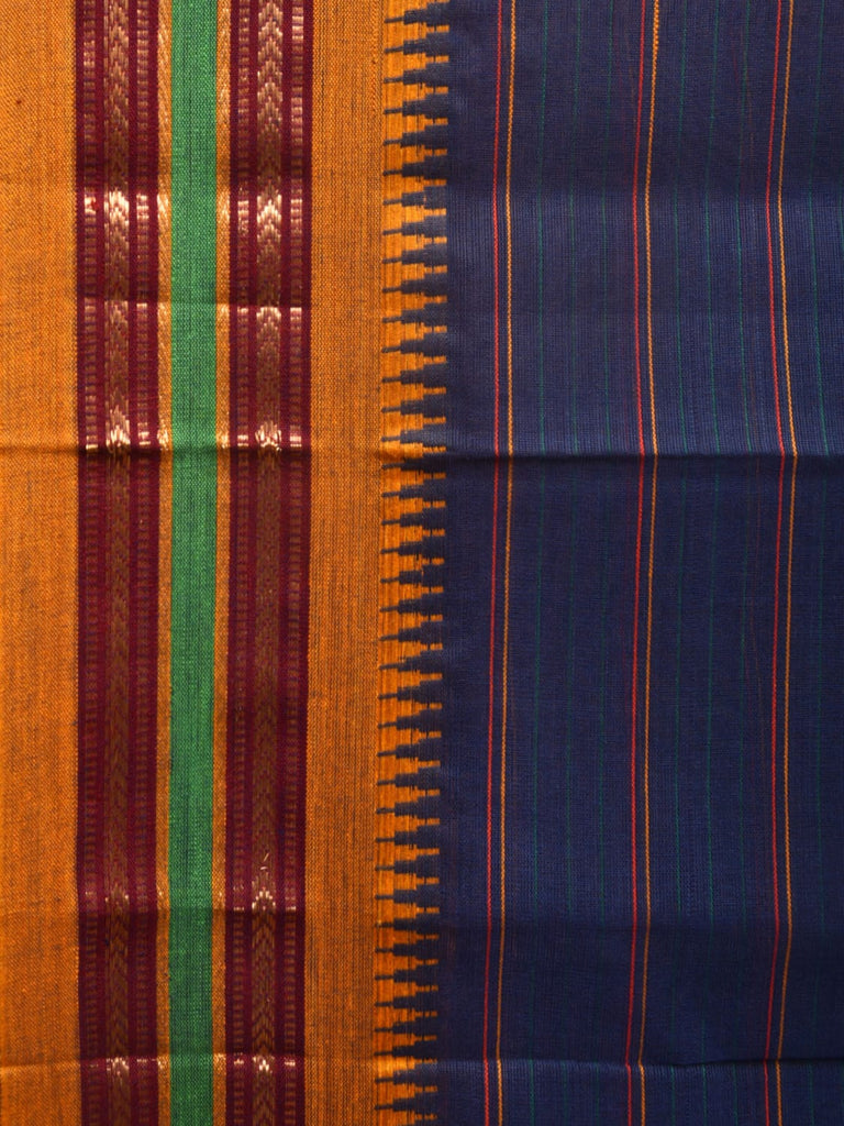 Dark Blue Narayanpet Cotton Handloom Saree with Strips Design No Blouse np0802