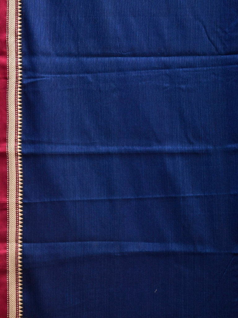 Dark Blue Narayanpet Cotton Plain Saree with Strips Pallu Design No Blousenp1359