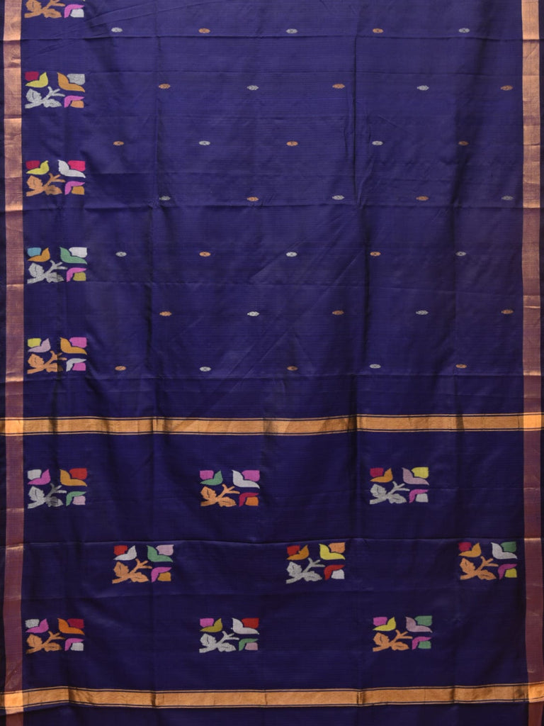 Dark Blue Uppada Silk Handloom Saree with Border and Pallu Buta Design u2101