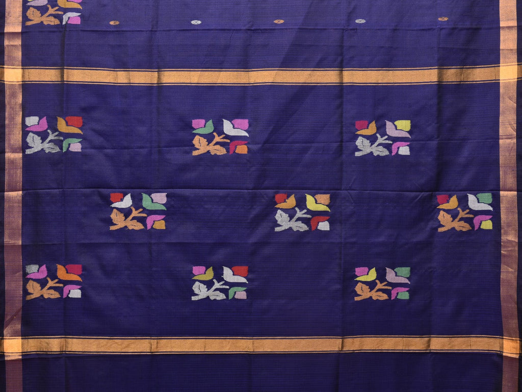 Dark Blue Uppada Silk Handloom Saree with Border and Pallu Buta Design u2101