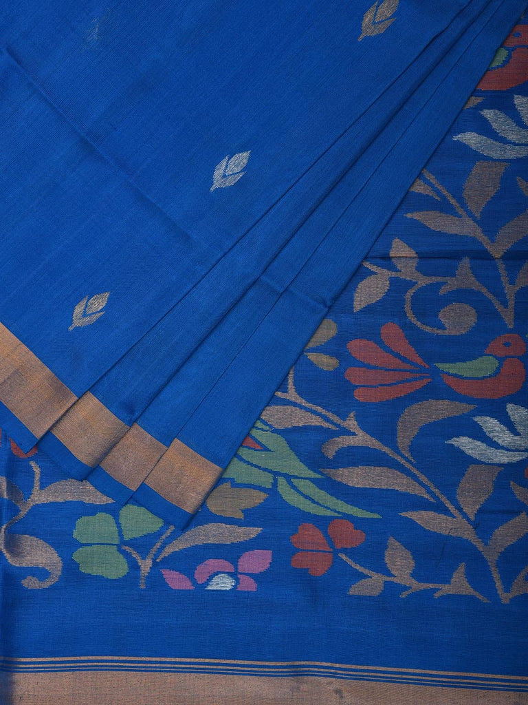 Dark Blue Uppada Silk Handloom Saree with Floral Pallu Design u2289