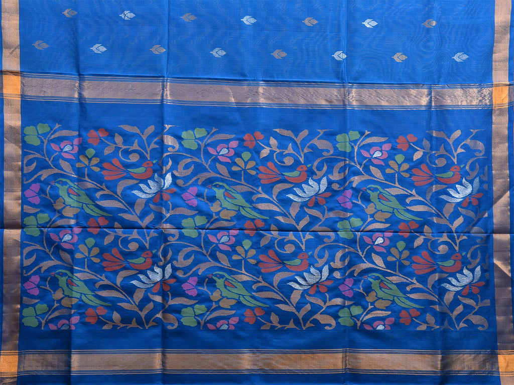 Dark Blue Uppada Silk Handloom Saree with Floral Pallu Design u2289