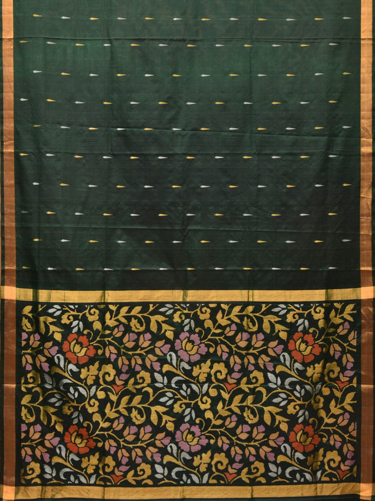 Dark Green Uppada Silk Handloom Saree with Floral Pallu Design u2040