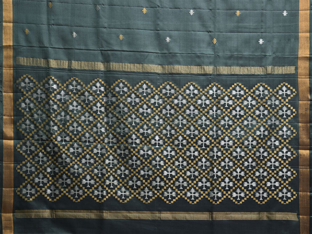 Dark Green Uppada Silk Handloom Saree with Jamdani Pallu Design u2374