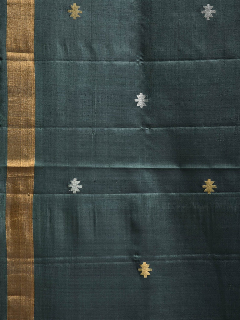 Dark Green Uppada Silk Handloom Saree with Jamdani Pallu Design u2374