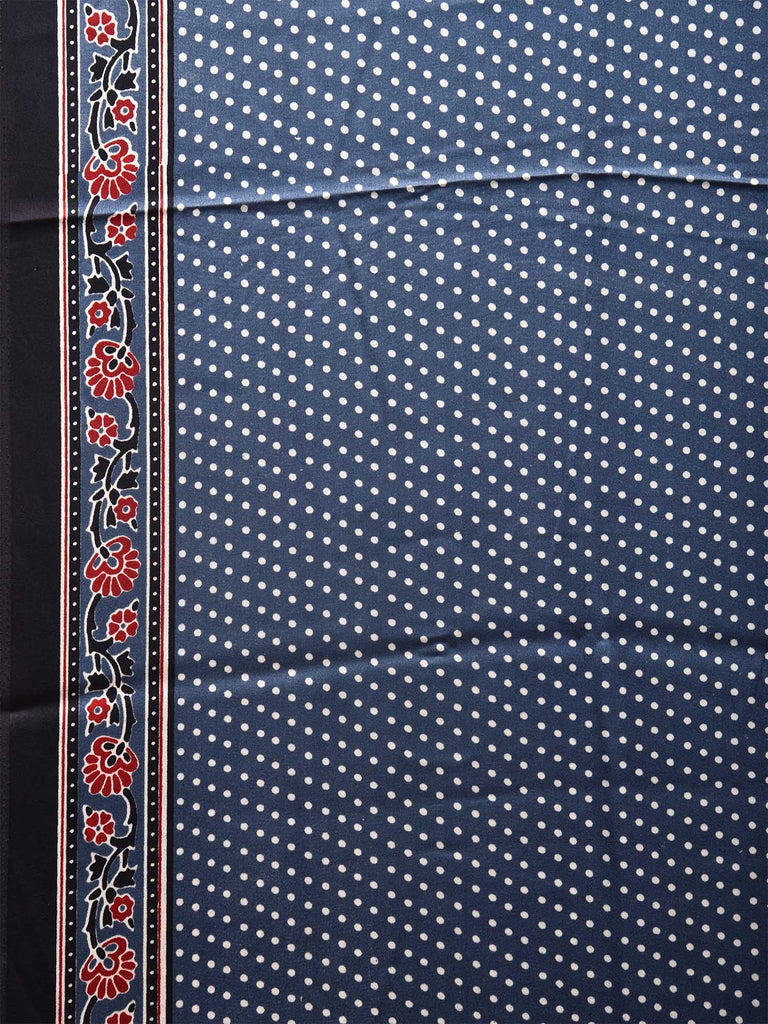 Dark Grey Ajrak Digital Print Satin Silk Saree with Small Dots and Pallu Design o0609