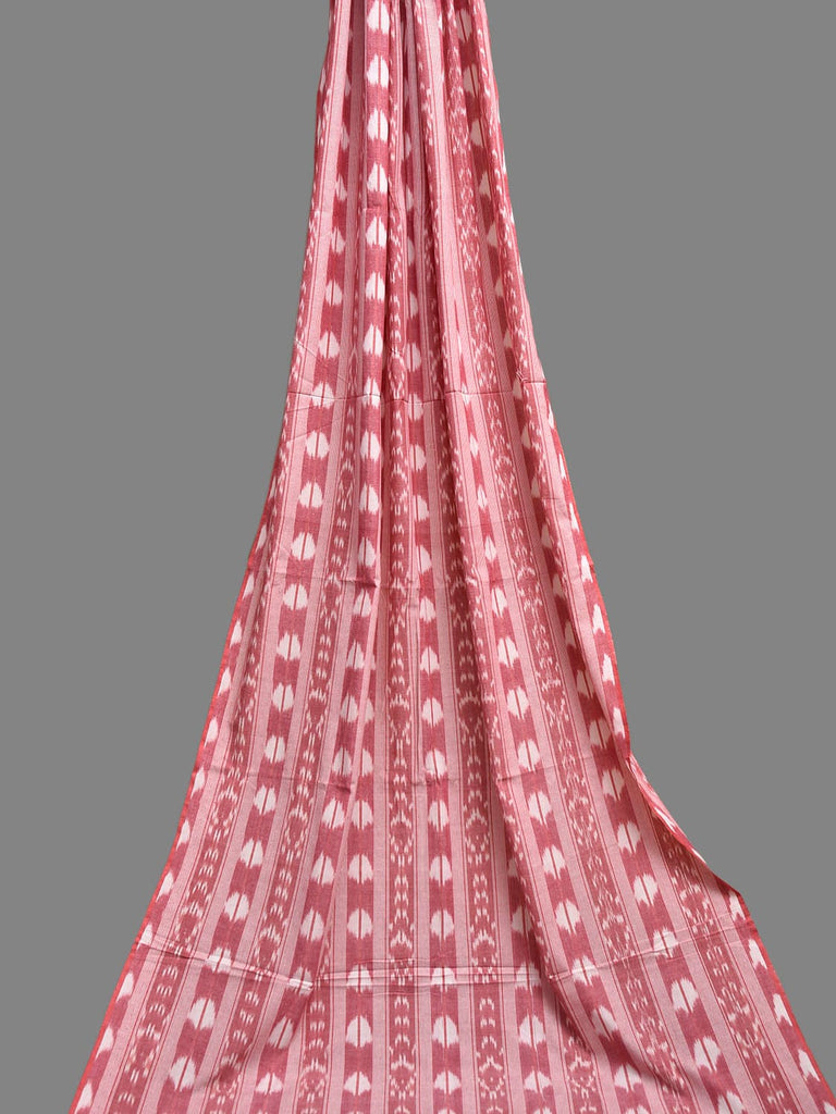 Dark Peach Pochampally Ikat Cotton 3mts Fabric with Strips Design f0305