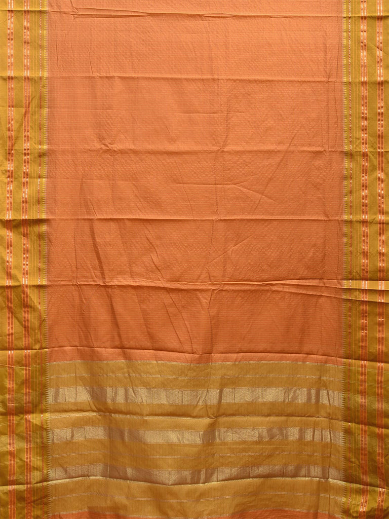 Fawn and Green Bamboo Cotton Viscose Silk Saree with Checks Design No Blouse bc0472
