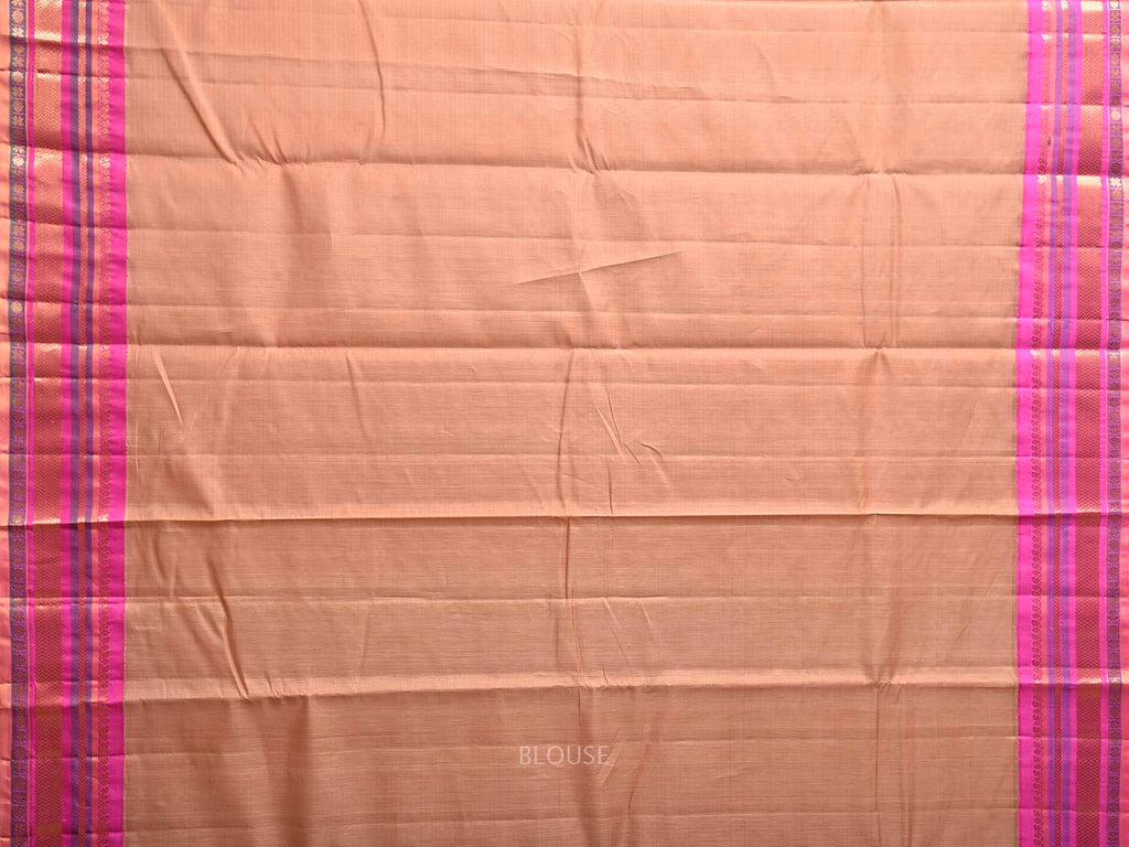 Fawn and Pink Gadwal Cotton Silk Handloom Saree with Pure Silk Border and Pallu Design g0474