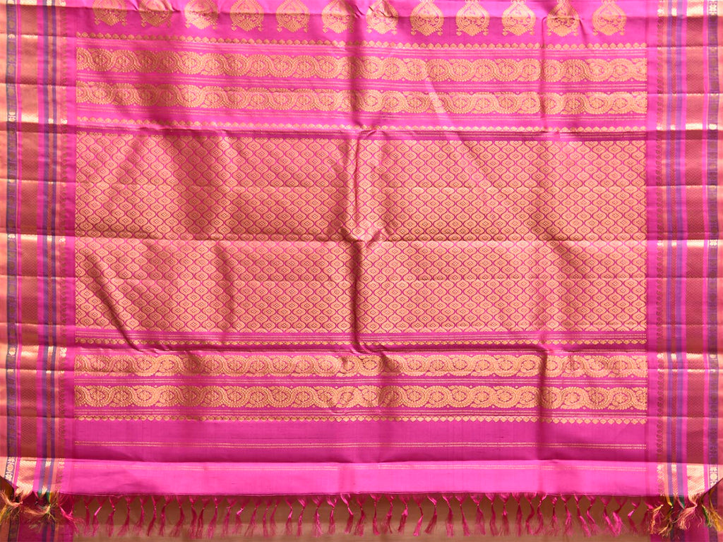 Fawn and Pink Gadwal Cotton Silk Handloom Saree with Pure Silk Border and Pallu Design g0474