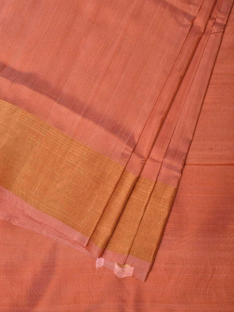Fawn Uppada Silk Handloom Plain Saree with Strips Pallu Design u2144