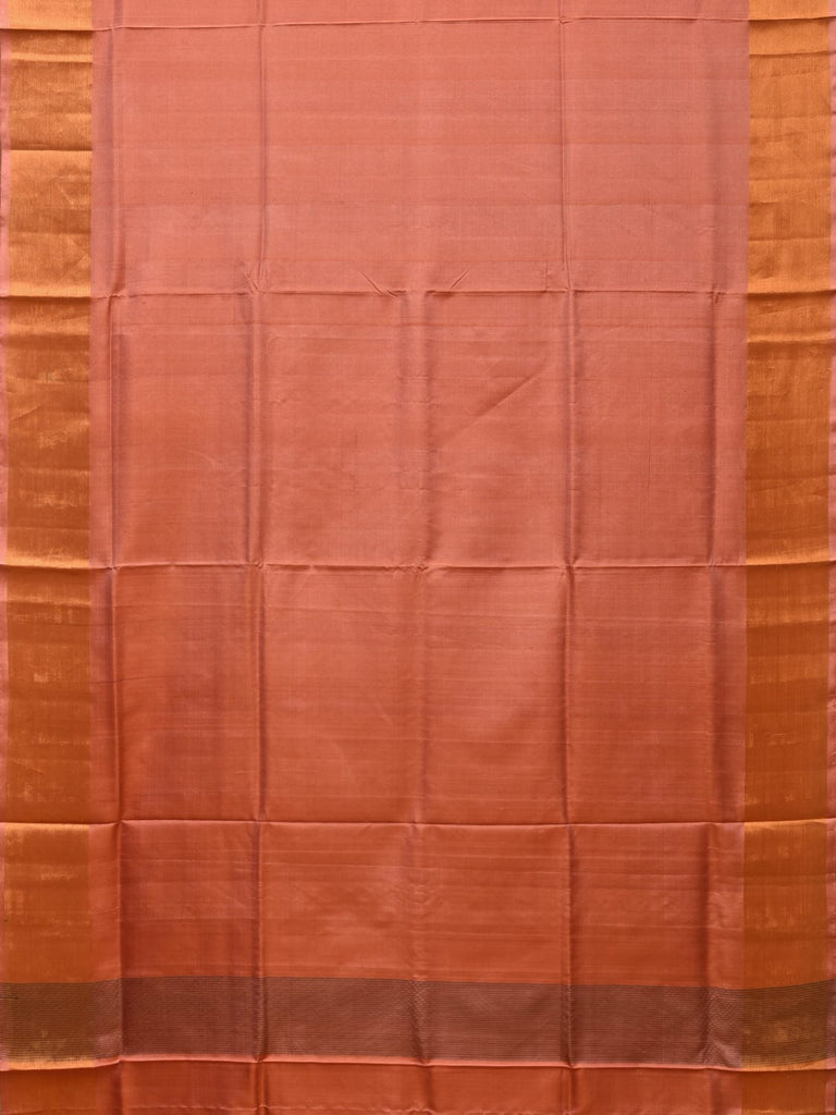 Fawn Uppada Silk Handloom Plain Saree with Strips Pallu Design u2144