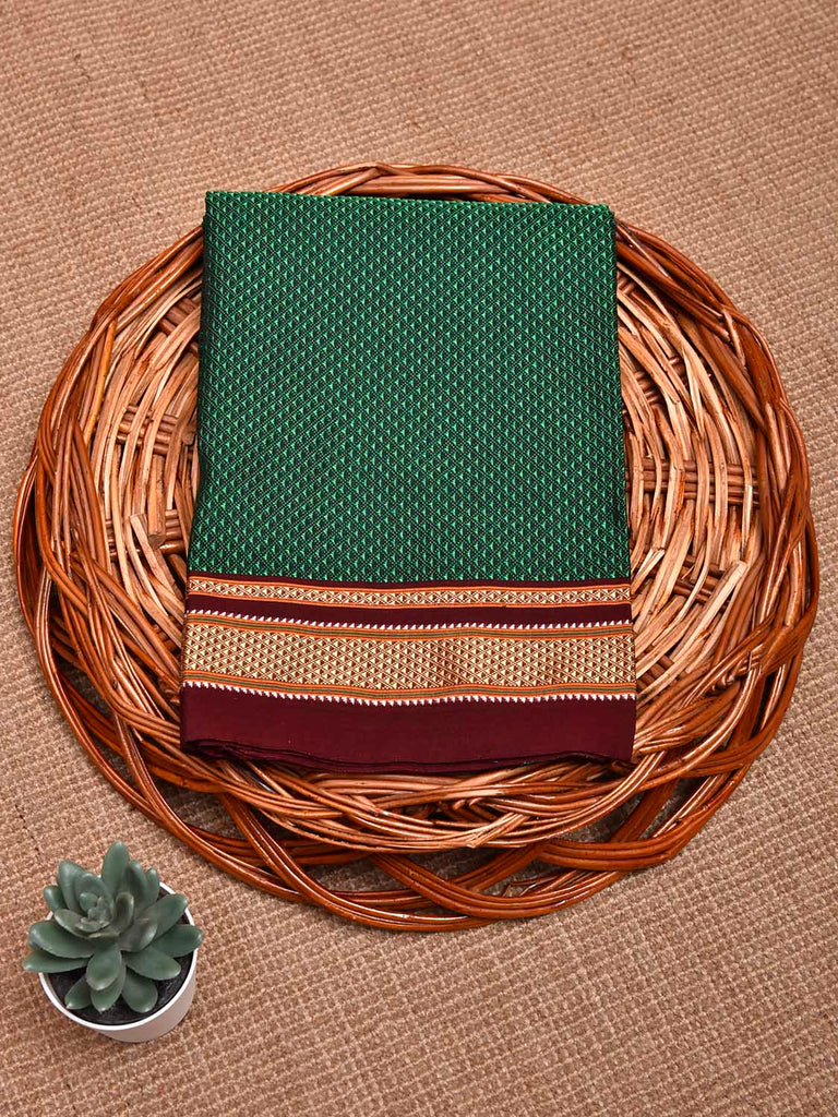 Green and Maroon Jacquard Viscose Blouse with Border Design Length 1mt Width 31 Inches BL0115