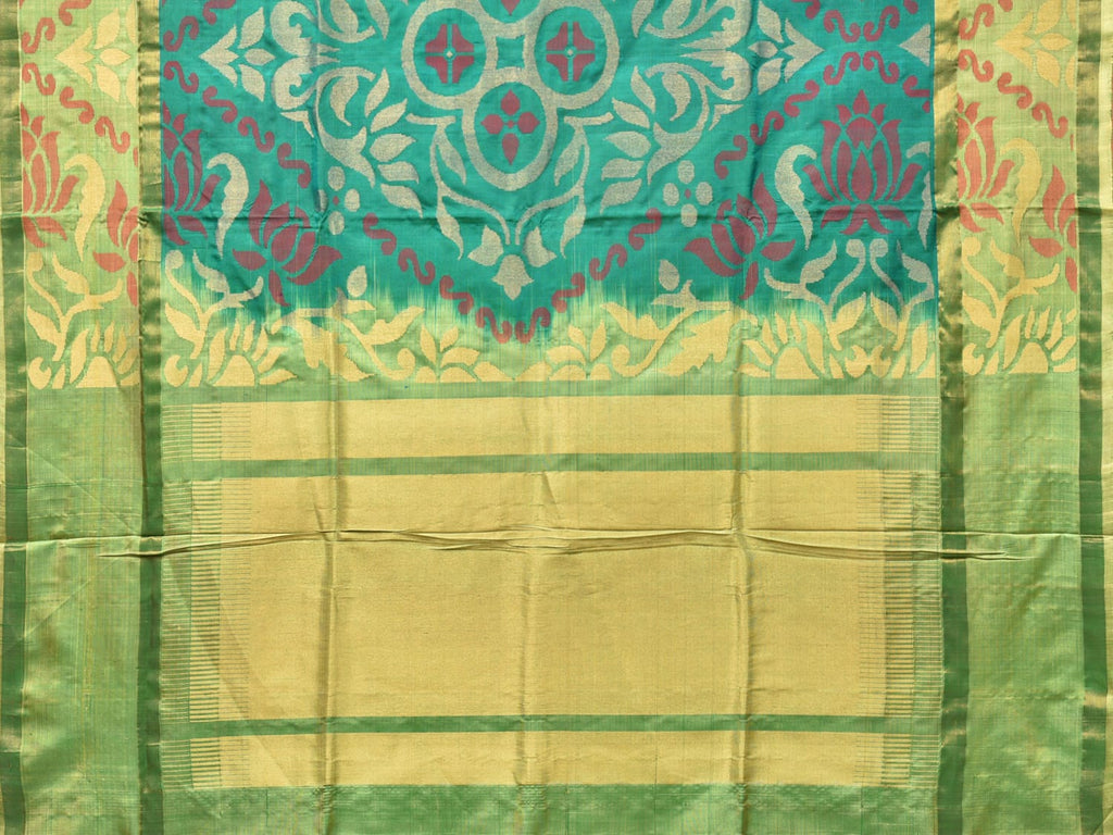 Green and Olive Uppada Silk Handloom Saree with All Over Design u2049