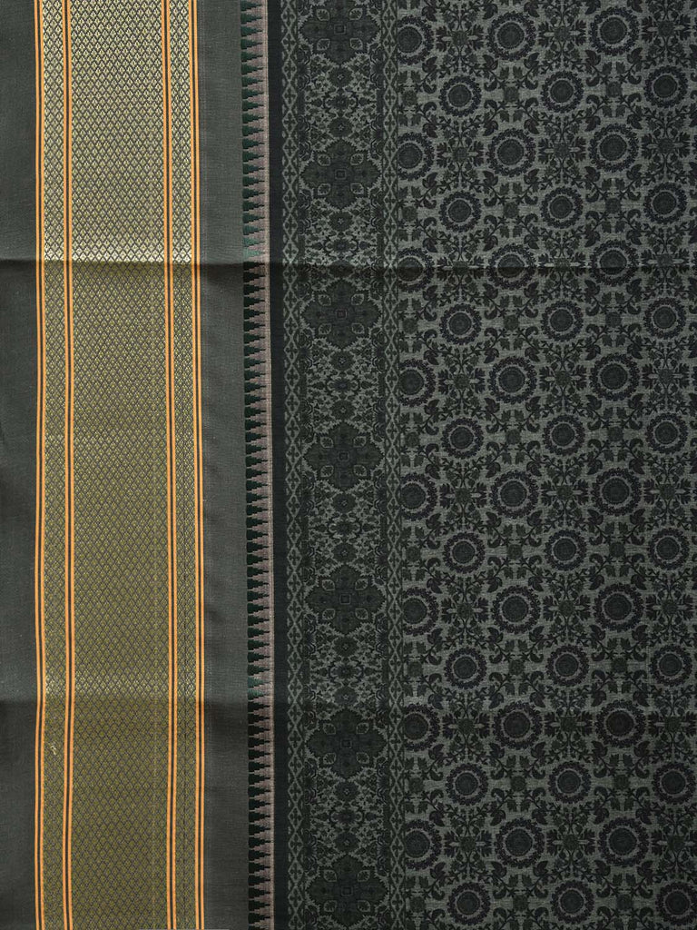 Green Bamboo Cotton Saree with Digital Print Design bc0719