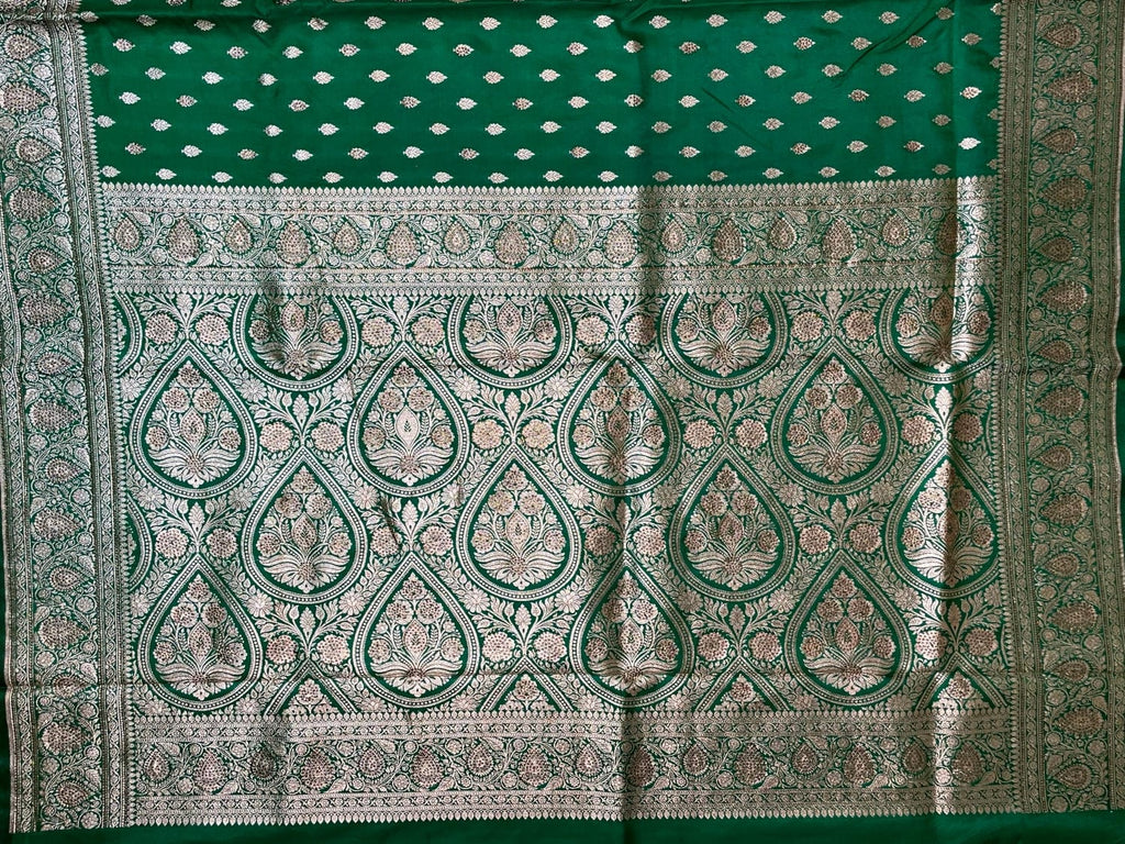 Green Banaras Katan Silk Saree with Body Butti and Stone Work Design b0383ds