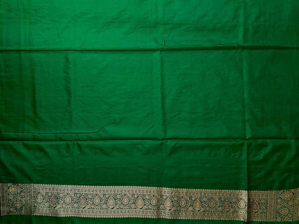 Green Banaras Katan Silk Saree with Body Butti and Stone Work Design b0383ds