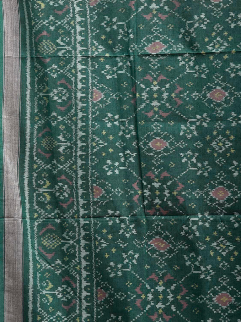 Green Ikat Cotton Handloom Saree with All Over Grill Design i0974