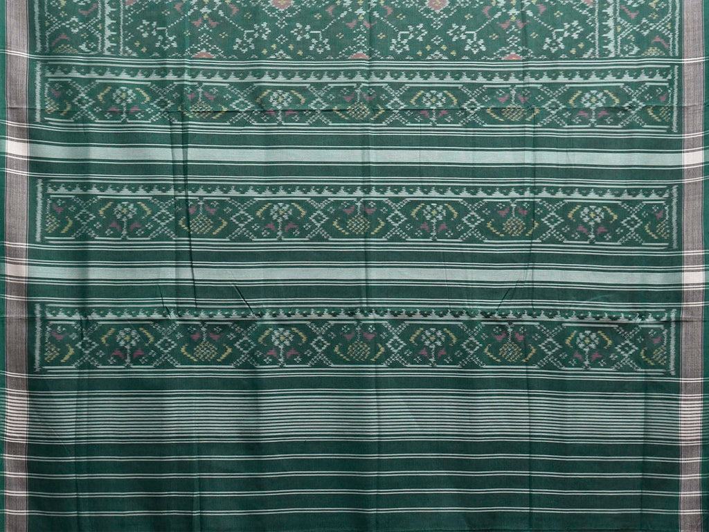 Green Ikat Cotton Handloom Saree with All Over Grill Design i0974