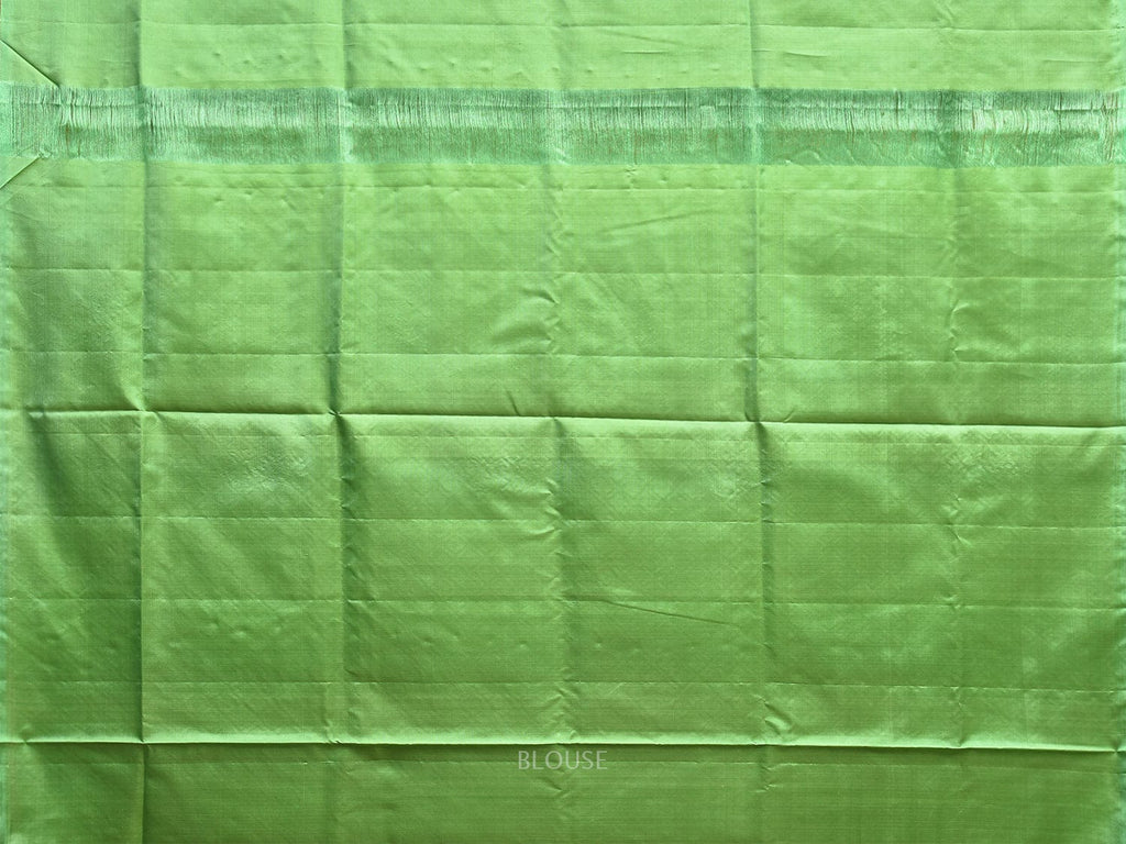 Green Kanchipuram Silk Handloom Saree with Big Checks and Peacock Buta Design k0800