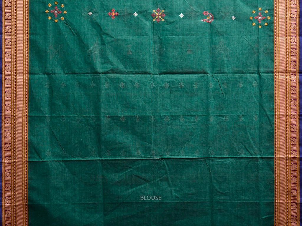 Green Kasuti Kanchipuram Cotton Saree with Elephant Buta and Border Design ku0022