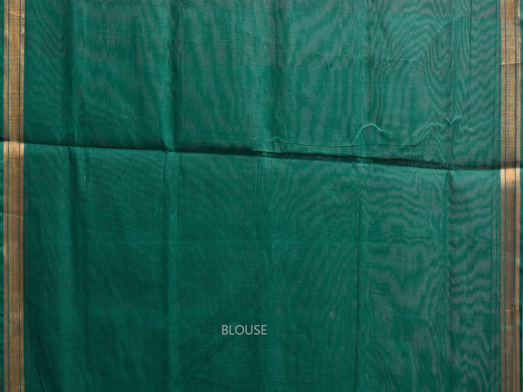 Green Khadi Cotton Handloom Saree with Circle Pallu Design kh0714