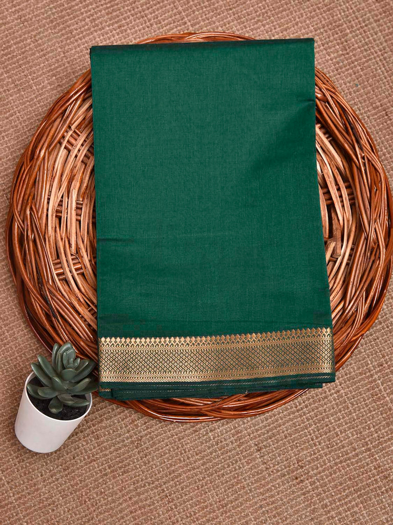 Green Mangalgiri Cotton Blouse with Zari Border Design Length 1mt Width 44 Inches BL0191