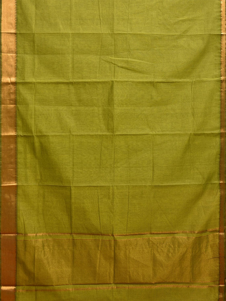 Green Mangalgiri Cotton Handloom Saree with Strips Design and Small Temple Border Design No Blouse mn0100