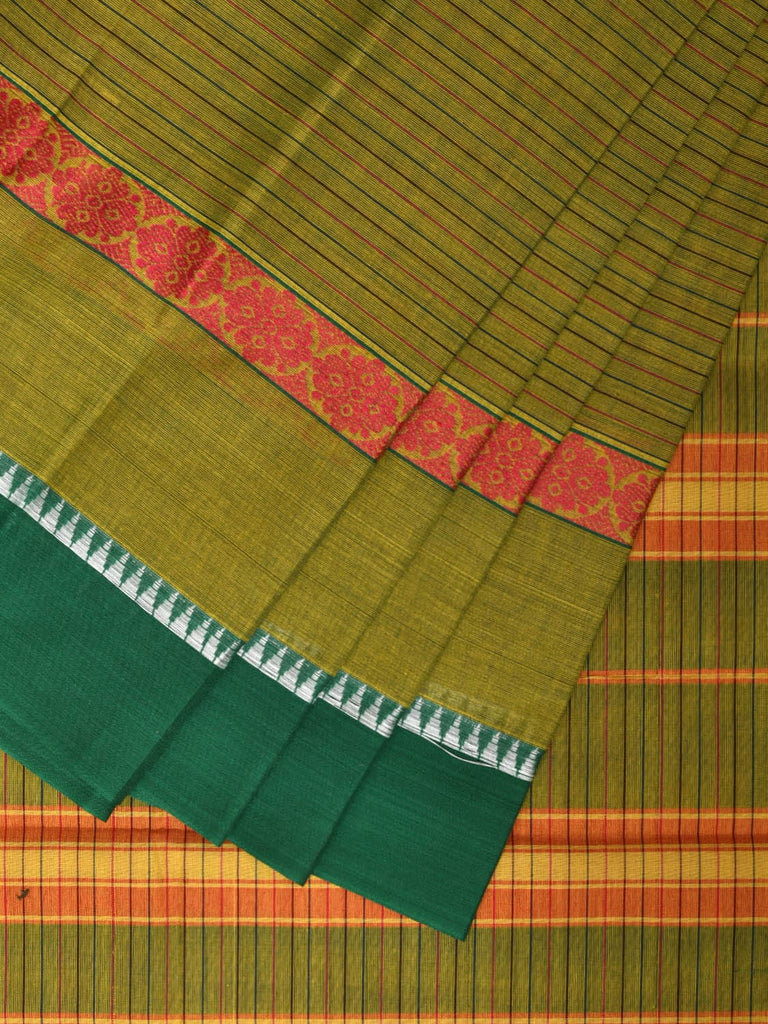 Green Narayanpet Cotton Handloom Saree with Big Border Design No Blouse np0842