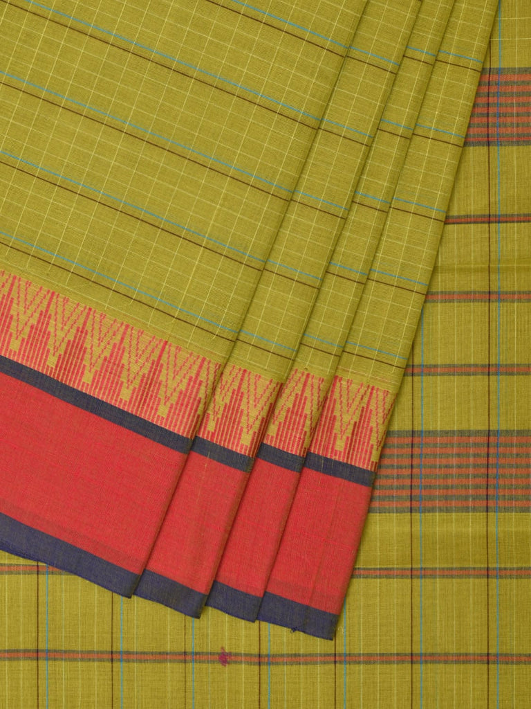 Green Narayanpet Cotton Handloom Saree with Strips Design No Blouse np0746