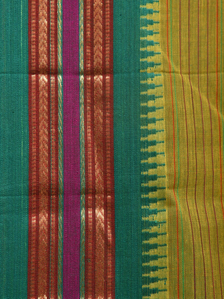 Green Narayanpet Cotton Handloom Saree with Strips Design No Blouse np0801