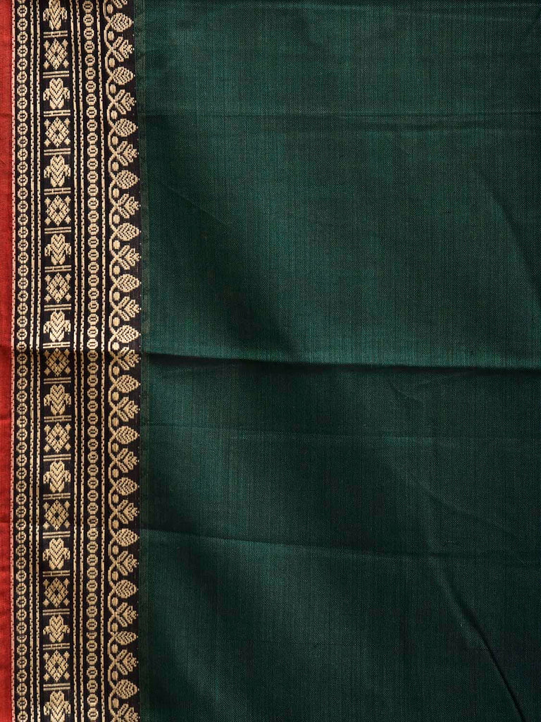 Green Narayanpet Cotton Plain Saree with Border and Strips Pallu Design No Blouse np1368