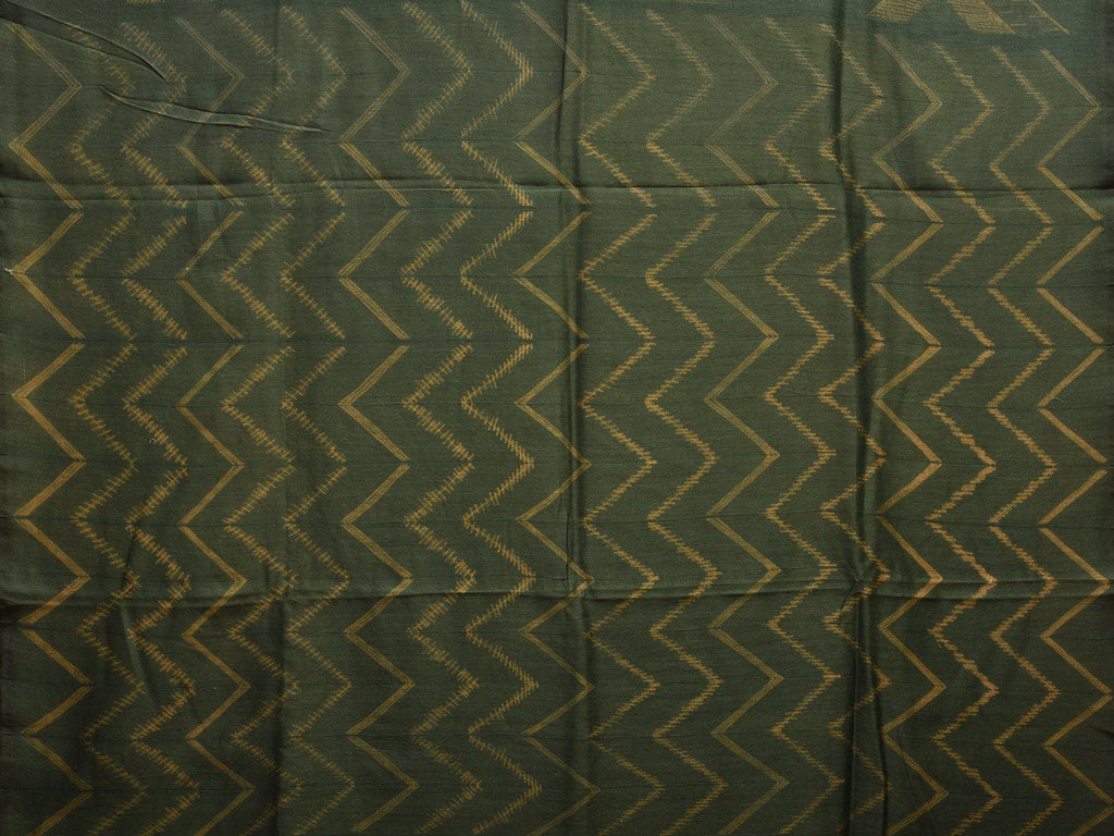 Green Shibori Cotton Silk Saree with Zig-Zag Pallu and Triple Body Design No Blouse o0511
