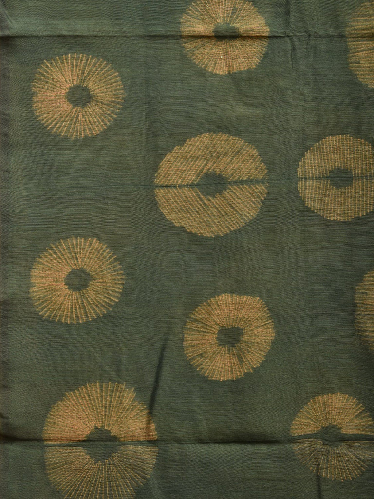 Green Shibori Cotton Silk Saree with Zig-Zag Pallu and Triple Body Design No Blouse o0511